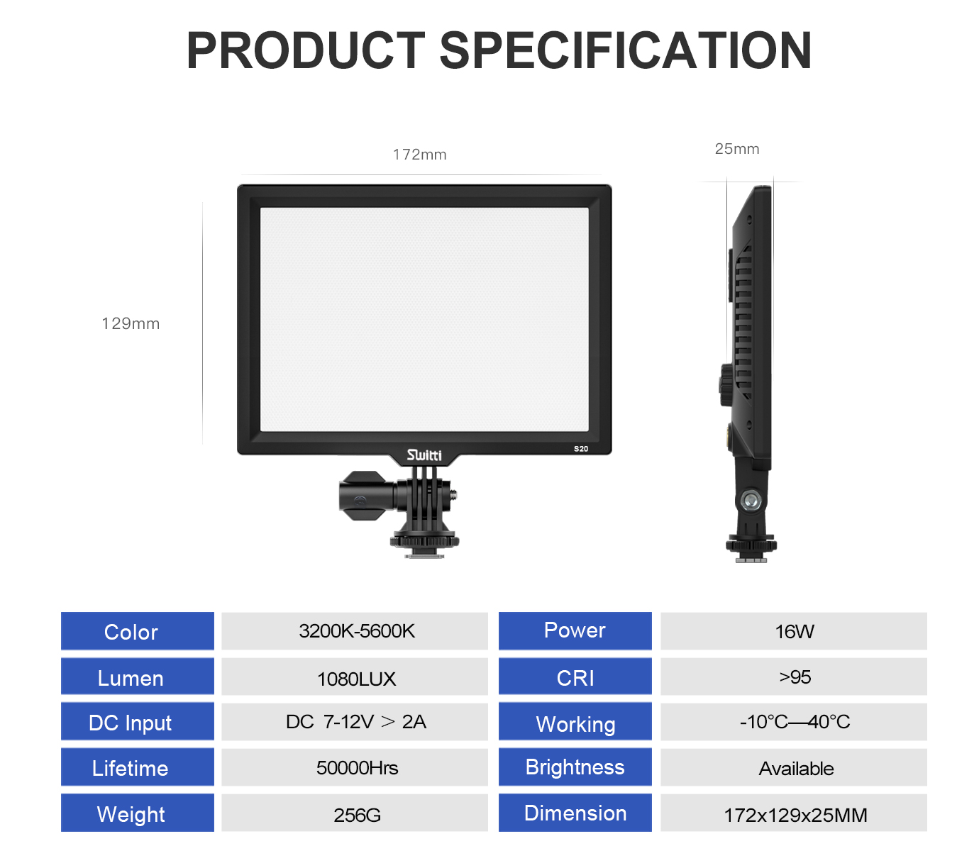Switti S20 Professional LED Photography Light switti